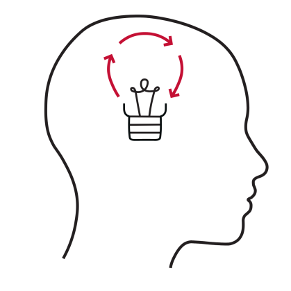 Graphic head with light bulb